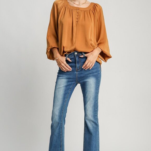 UMGEE Satin Round Neck Top - Picture 3 of 4